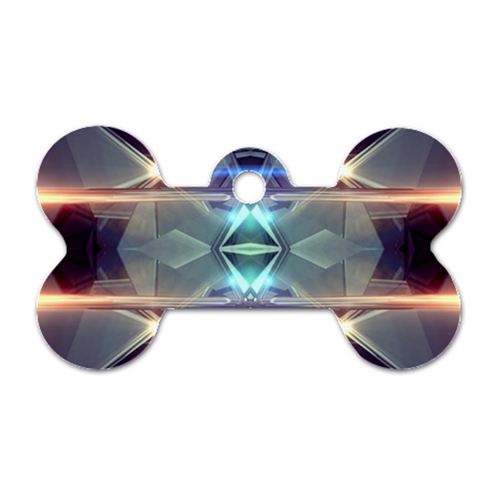 Abstract Glow Kaleidoscopic Light Dog Tag Bone (Two Sides)