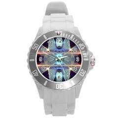 Abstract Glow Kaleidoscopic Light Round Plastic Sport Watch (L)