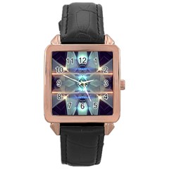 Abstract Glow Kaleidoscopic Light Rose Gold Leather Watch 