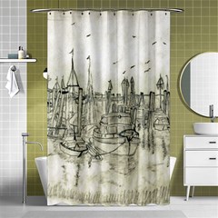 Pencil Drawing Drawing Port Shower Curtain 48  X 72  (small)  by Sapixe