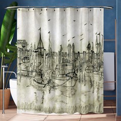 Pencil Drawing Drawing Port Shower Curtain 60  X 72  (medium)  by Sapixe