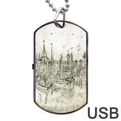 Pencil Drawing Drawing Port Dog Tag Usb Flash (one Side) by Sapixe