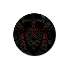 Fractal 3d Dark Red Abstract Rubber Coaster (round)  by Sapixe