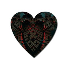 Fractal 3d Dark Red Abstract Heart Magnet by Sapixe