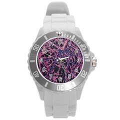 Fabric Textile Texture Macro Photo Round Plastic Sport Watch (l) by Sapixe