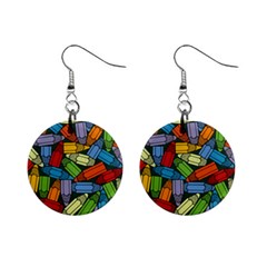 Colored Pencils Pens Paint Color Mini Button Earrings by Sapixe