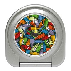 Colored Pencils Pens Paint Color Travel Alarm Clocks by Sapixe