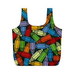 Colored Pencils Pens Paint Color Full Print Recycle Bags (m)  by Sapixe