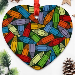 Colored Pencils Pens Paint Color Ornament (heart) by Sapixe