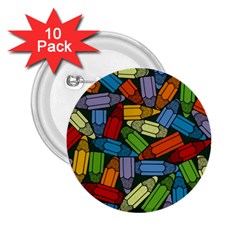 Colored Pencils Pens Paint Color 2 25  Buttons (10 Pack)  by Sapixe