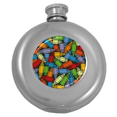 Colored Pencils Pens Paint Color Round Hip Flask (5 Oz) by Sapixe