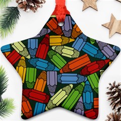 Colored Pencils Pens Paint Color Star Ornament (two Sides) by Sapixe