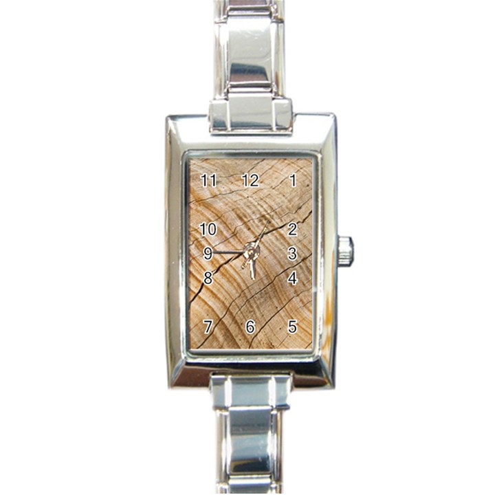 Abstract Brown Tree Timber Pattern Rectangle Italian Charm Watch