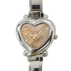 Abstract Brown Tree Timber Pattern Heart Italian Charm Watch