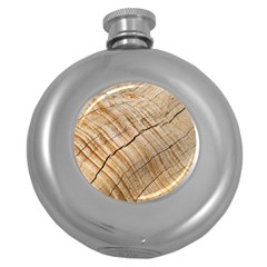 Abstract Brown Tree Timber Pattern Round Hip Flask (5 oz)