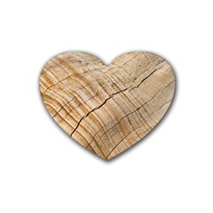 Abstract Brown Tree Timber Pattern Rubber Coaster (Heart) 