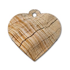 Abstract Brown Tree Timber Pattern Dog Tag Heart (One Side)