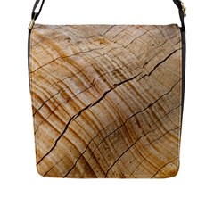 Abstract Brown Tree Timber Pattern Flap Messenger Bag (L) 