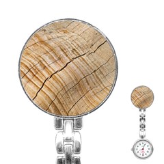 Abstract Brown Tree Timber Pattern Stainless Steel Nurses Watch