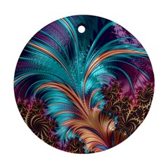 Feather Fractal Artistic Design Ornament (round)