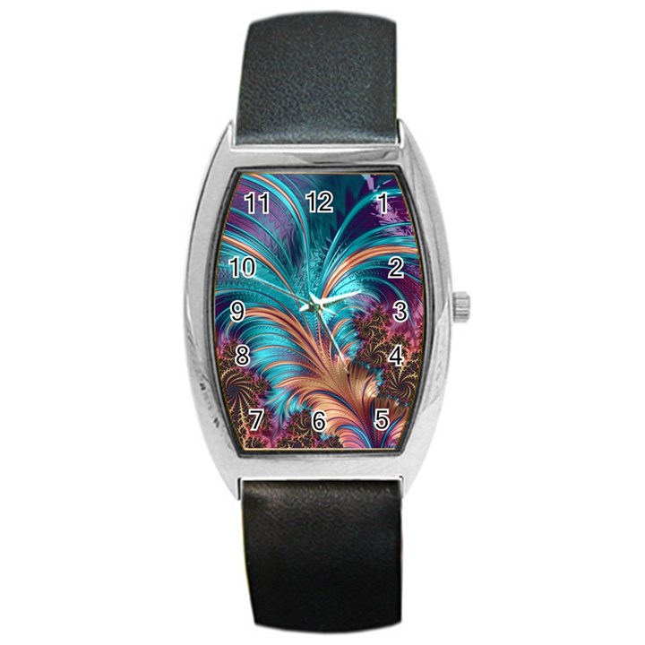 Feather Fractal Artistic Design Barrel Style Metal Watch