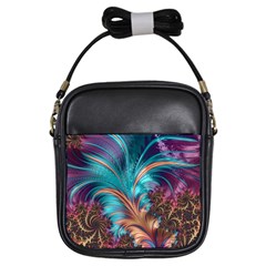 Feather Fractal Artistic Design Girls Sling Bags by Sapixe