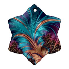 Feather Fractal Artistic Design Snowflake Ornament (two Sides) by Sapixe