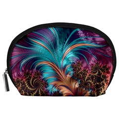 Feather Fractal Artistic Design Accessory Pouches (large)  by Sapixe