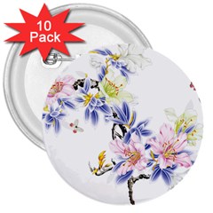 Lily Hand Painted Iris 3  Buttons (10 Pack) 