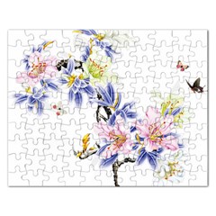 Lily Hand Painted Iris Rectangular Jigsaw Puzzl by Sapixe