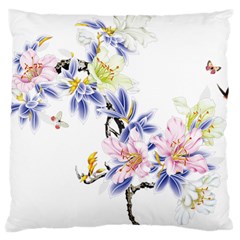 Lily Hand Painted Iris Large Cushion Case (two Sides) by Sapixe