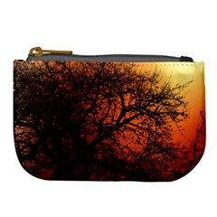 Sunset Silhouette Winter Tree Large Coin Purse