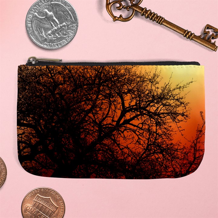 Sunset Silhouette Winter Tree Large Coin Purse