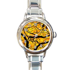 Golden Vein Round Italian Charm Watch