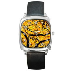 Golden Vein Square Metal Watch