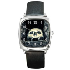 Smiling Skull Square Metal Watch by FunnyCow