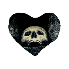 Smiling Skull Standard 16  Premium Heart Shape Cushions by FunnyCow