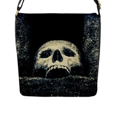 Smiling Skull Flap Messenger Bag (l)  by FunnyCow