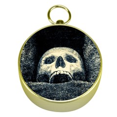 Smiling Skull Gold Compasses by FunnyCow