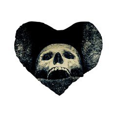 Smiling Skull Standard 16  Premium Flano Heart Shape Cushions by FunnyCow