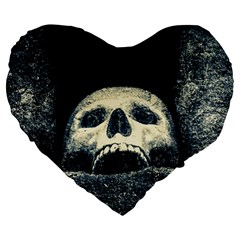 Smiling Skull Large 19  Premium Flano Heart Shape Cushions by FunnyCow