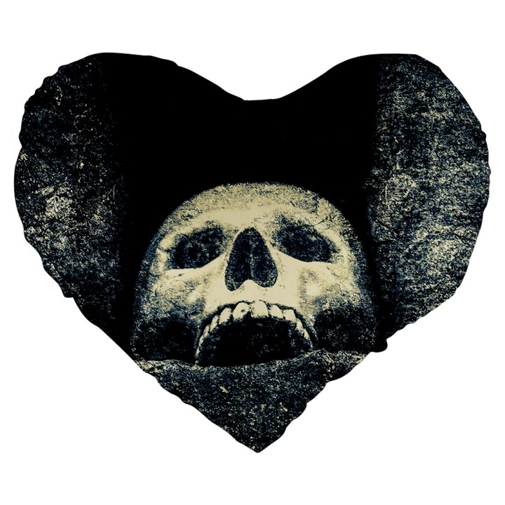 Smiling Skull Large 19  Premium Flano Heart Shape Cushions