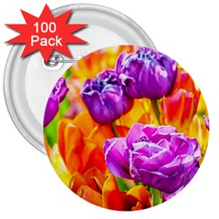 Tulip Flowers 3  Buttons (100 Pack)  by FunnyCow