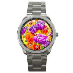 Tulip Flowers Sport Metal Watch by FunnyCow