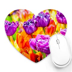 Tulip Flowers Heart Mousepads by FunnyCow