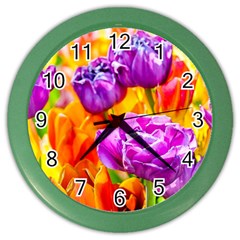 Tulip Flowers Color Wall Clocks by FunnyCow