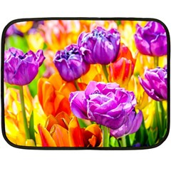 Tulip Flowers Double Sided Fleece Blanket (mini)  by FunnyCow