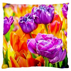 Tulip Flowers Large Cushion Case (one Side) by FunnyCow