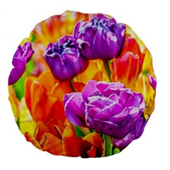 Tulip Flowers Large 18  Premium Round Cushions by FunnyCow