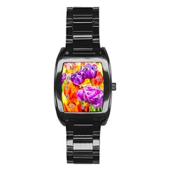 Tulip Flowers Stainless Steel Barrel Watch by FunnyCow